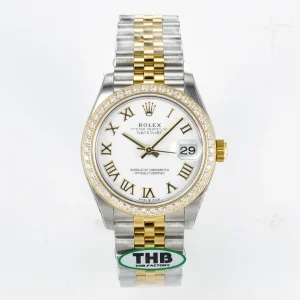DateJust 31 278383RBR THBF 904L Steel White Roman Dial Diamonds Bezel on SS/YG Jubilee Bracelet HZ Cal.2236