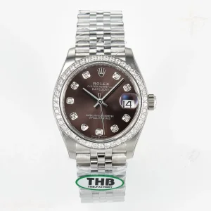 DateJust 31 278384RBR THBF 904L Steel Brown Diamonds Dial Diamonds Bezel on SS Jubilee Bracelet HZ Cal.2236