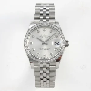 DateJust 31 278384RBR THBF 904L Steel Silver Diamonds Dial Diamonds Bezel on SS Oyster Bracelet HZ Cal.2236