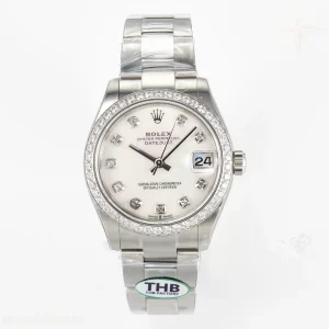 DateJust 31 278384RBR THBF 904L Steel White MOP Dial Diamonds Bezel on SS Oyster Bracelet HZ Cal.2236