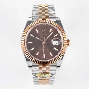 DateJust 41 126331 ARF 904L Steel Brown Dial on SS/RG Jubilee Bracelet SH3235(Gain Weight)