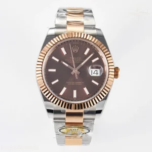DateJust 41 126331 ARF 904L Steel Brown Dial on SS/RG Oyster Bracelet SH3235(Gain Weight)
