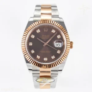 DateJust 41 126331 ARF 904L Steel Brown Diamonds Dial on SS/RG Oyster Bracelet SH3235(Gain Weight)