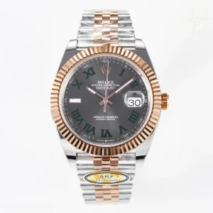 DateJust 41 126331 ARF 904L Steel Gray Dial Green Roman Marker on SS/RG Jubilee Bracelet SH3235(Gain Weight)