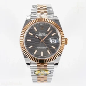 DateJust 41 126331 ARF 904L Steel Gray Textured Dial on SS/RG Jubilee Bracelet SH3235(Gain Weight)