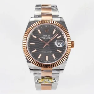 DateJust 41 126331 ARF 904L Steel Gray Textured Dial on SS/RG Oyster Bracelet SH3235(Gain Weight)