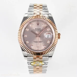 DateJust 41 126331 ARF 904L Steel RG Diamonds Dial on SS/RG Jubilee Bracelet SH3235(Gain Weight)