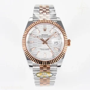 DateJust 41 126331 ARF 904L Steel Silver Textured Dial on SS/RG Jubilee Bracelet SH3235(Gain Weight)