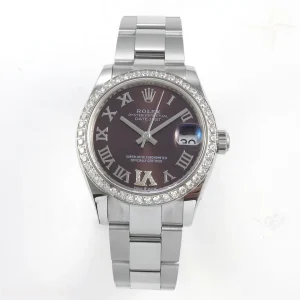 DateJust 31 278274 THBF 904L Steel Brown Roman Dial Diamonds Bezel on SS Oyster Bracelet HZ Cal.2236