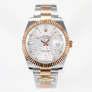DateJust 41 126331 ARF 904L Steel Silver Textured Dial on SS/RG Oyster Bracelet SH3235(Gain Weight)