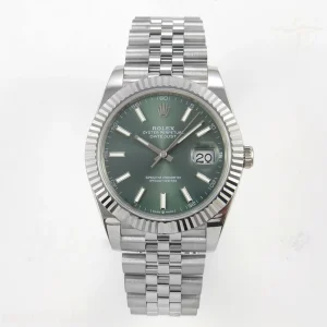 DateJust 41 126334 QF 904L Steel Green Stick Dial on Jubilee Bracelet QF3235 (149g)