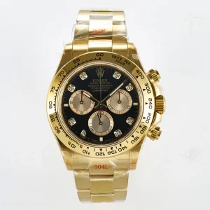 Daytona 126508 QF Black/YG Diamonds Dial on YG Bracelet SH4131 V5