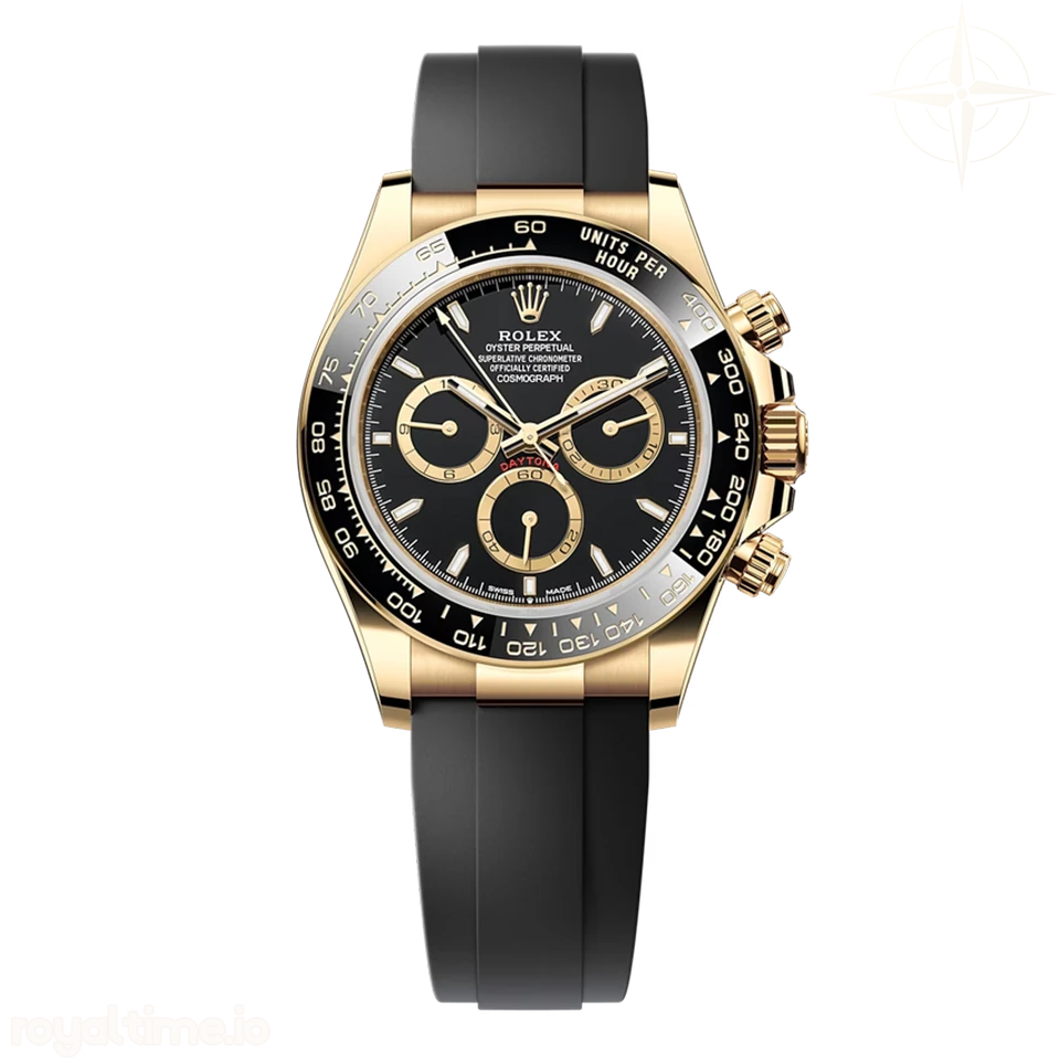 Cosmograph Daytona 126518 VF Yellow Gold Black Dial on Oysterflex Strap DD4131