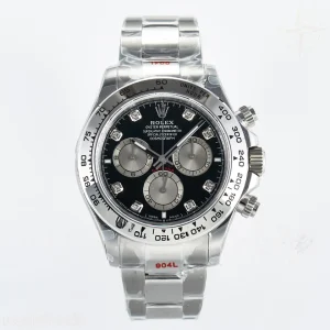 Daytona 126509 QF Black/Silver Diamonds Dial on SS Bracelet SH4131 V5