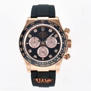 Daytona 126515 QF Black/RG Diamonds Dial on Oysterflex Strap SH4131 V6(Gain Weight)