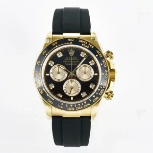 Daytona 126518 QF Black/YG Diamonds Dial on Oysterflex Strap QF4131 V10 (48 Hours Power Reserve)
