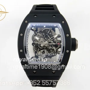 Richard Mille Custom RM055 Black Ceramic ZGF Silver Inner Bezel on Black Rubber Strap Vaucher Manufacture Fleurier Movement (Free Sprung)
