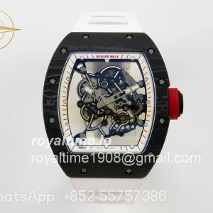 Richard Mille Custom RM055 Black Ceramic ZGF White Inner Bezel on White Rubber Strap Vaucher Manufacture Fleurier Movement (Free Sprung)