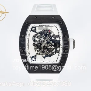 Richard Mille Custom RM055 NTPT APSF White Bezel White Crown on Rubber Strap Custom Vaucher Movement