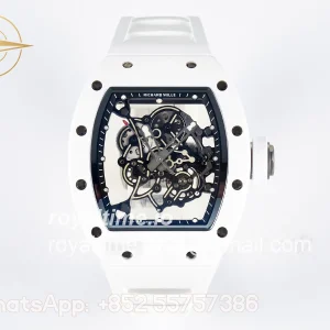 Richard Mille Custom RM055 White Ceramic APSF Black Bezel White Crown on Rubber Strap Custom Vaucher Movement