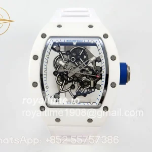 Richard Mille Custom RM055 White Ceramic ZGF White Inner Bezel on White Rubber Strap Vaucher Manufacture Fleurier Movement (Free Sprung)