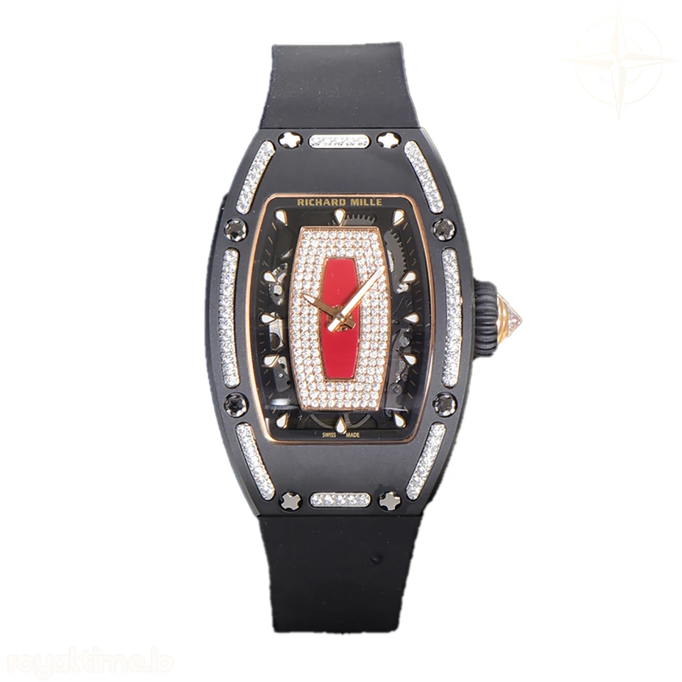 Richard Mille RM 007 Automatic Ladies Black Ceramic Red Lips Diamond
