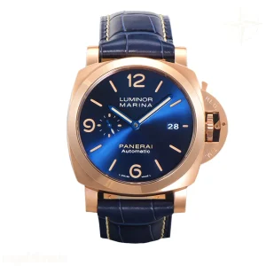 PAM1114 TTF Luminor Marina Goldtech™ 44mm Blue Dial Blue Leather Strap P9010