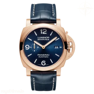 PAM1112 TTF Luminor Marina Goldtech™ Sole Blu 44mm RG Blue Dial Blue Leather Strap P9010