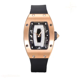 Richard Mille RM 007 Automatic Ladies in Rose Gold on Black Rubber Strap