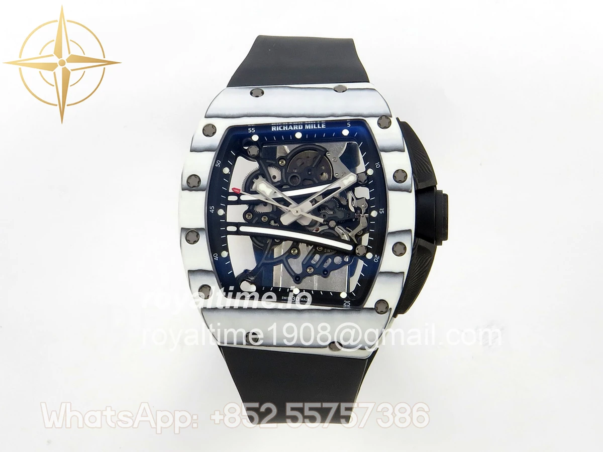 Richard Mille AVF RM061 White NTPT Black Inner Bezel Black Rubber Strap Vaucher RMUL2 Free Sprung (Mod)