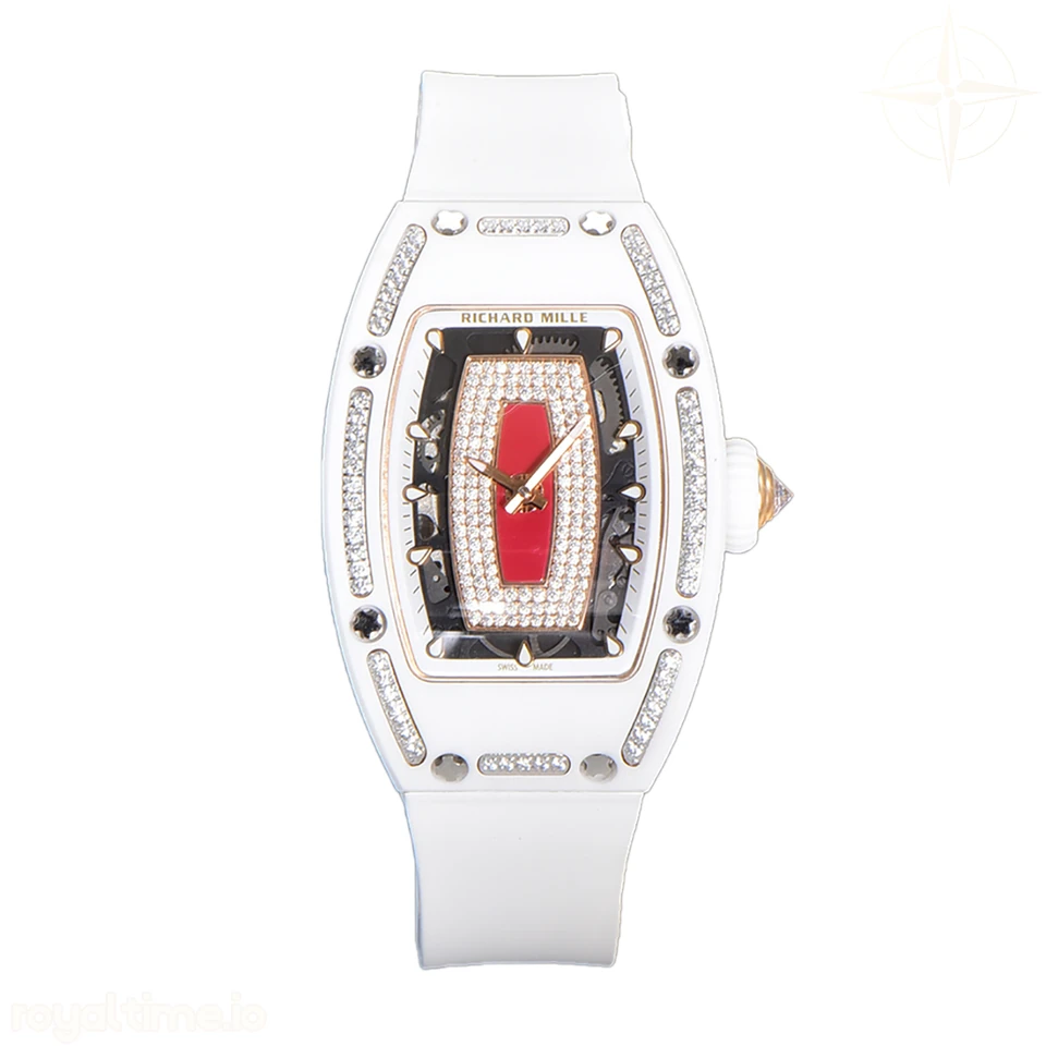 Richard Mille RM 007 Automatic Ladies White Ceramic Red Lips Diamond
