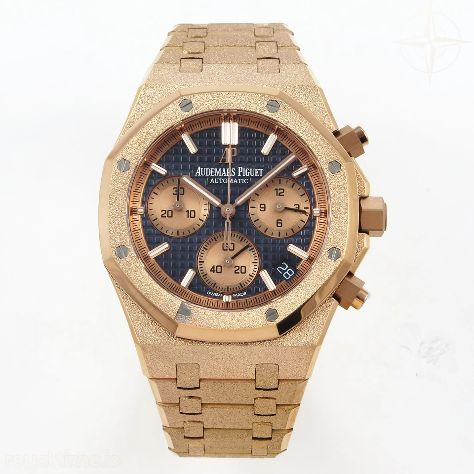 Audemars Piguet Royal Oak Chrono 26240 Frosted RG APSF Blue Dial on RG Bracelet SA4401