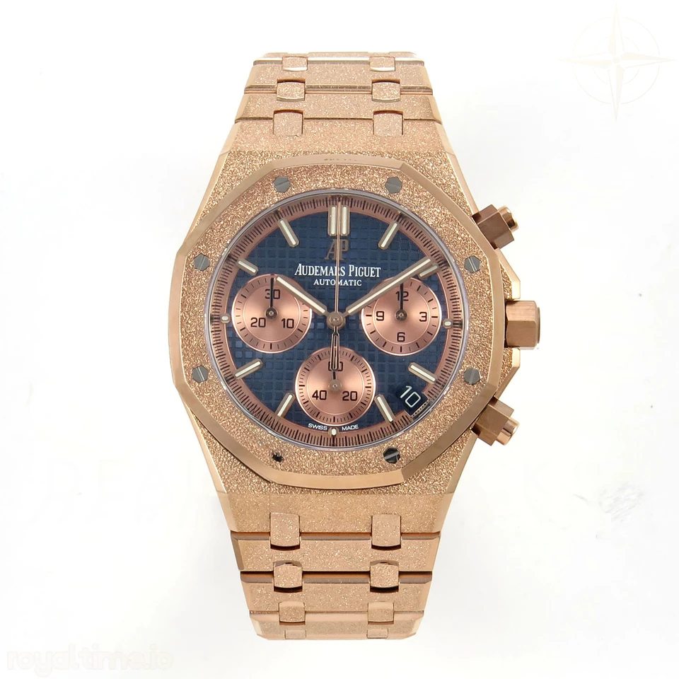 Audemars Piguet Royal Oak Chrono 26240 Frosted RG DDF Blue Dial on RG Bracelet DD4401
