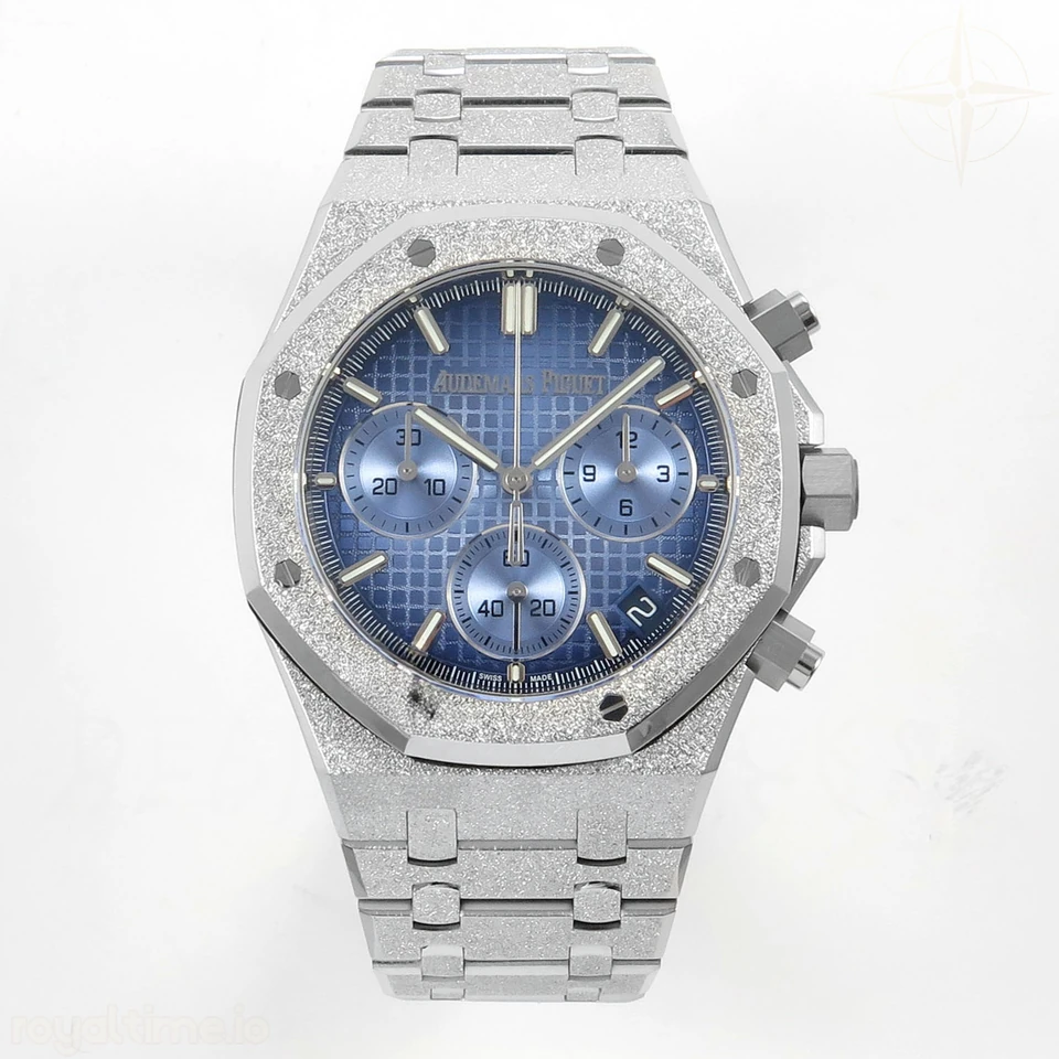 Audemars Piguet Royal Oak Chrono 26240 Frosted SS DDF Ice Blue Dial on Bracelet DD4401 (SW Dial)