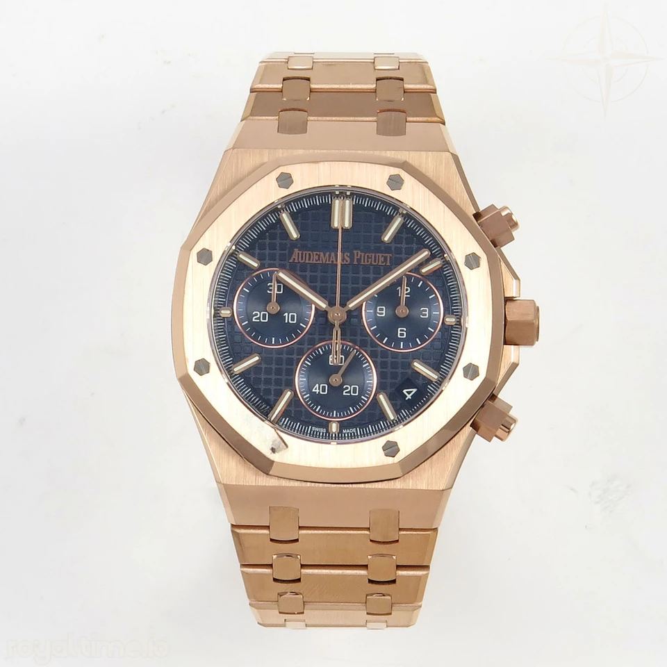 Audemars Piguet Royal Oak Chrono 26240 RG DDF Blue Dial on RG Bracelet DD4401 Gain Weight (SW Dial)