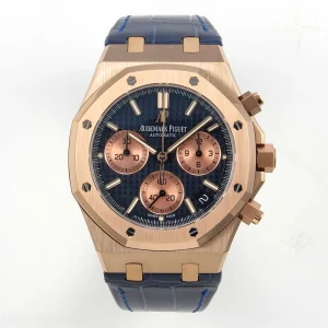 Audemars Piguet Royal Oak Chrono 26240 RG DDF Blue/RG Dial on Blue Leather Strap DD4401 (SW Dial)