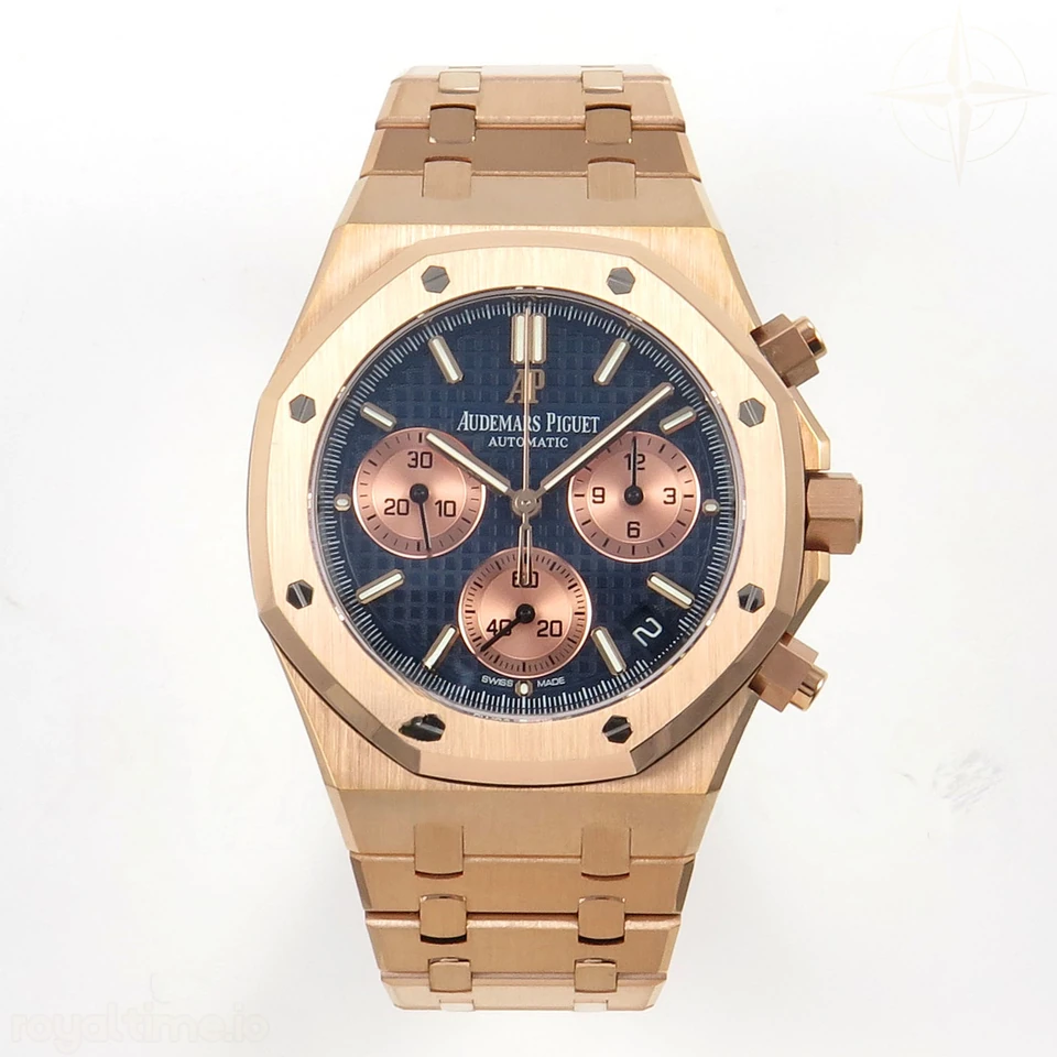 Audemars Piguet Royal Oak Chrono 26240 RG DDF Blue/RG Dial on RG Bracelet DD4401 (SW Dial)