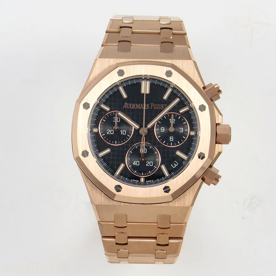 Audemars Piguet Royal Oak Chrono 26240 RG DDF Black Dial on RG Bracelet DD4401 Gain Weight (SW Dial)