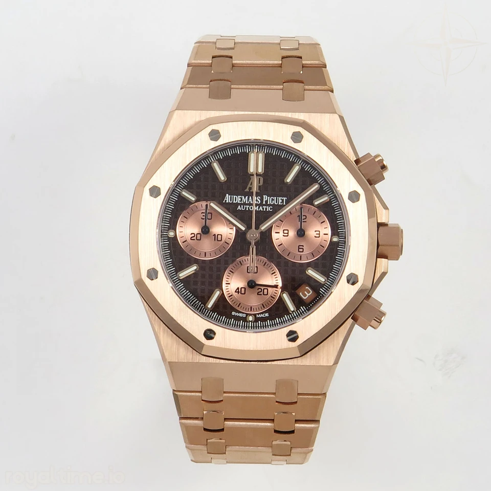 Audemars Piguet Royal Oak Chrono 26240 RG DDF Brown/RG Dial on RG Bracelet DD4401 Gain Weight (SW Dial)