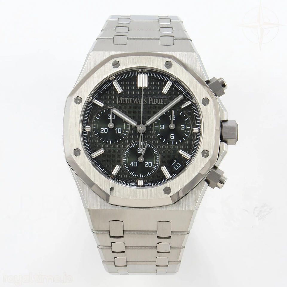 Audemars Piguet Royal Oak Chrono 26240 SS APSF Green Dial on SS Bracelet SA4401 V2 (Free Sprung)