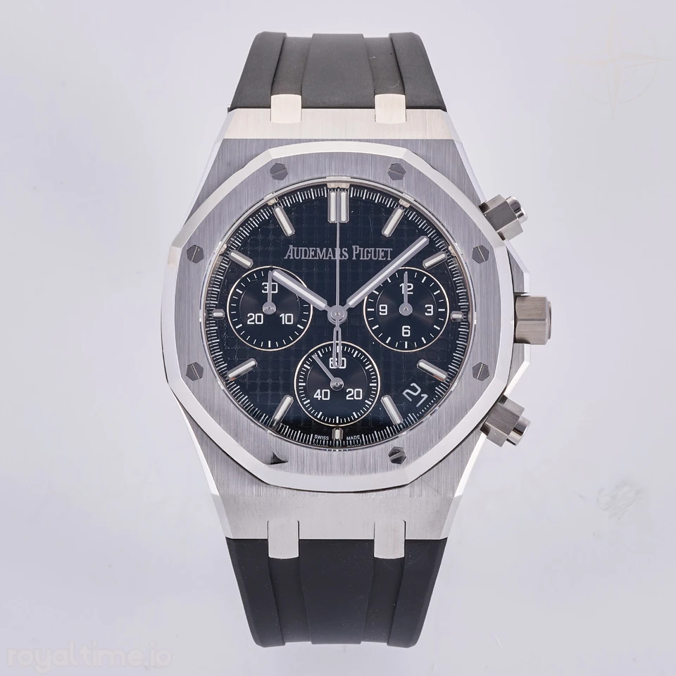 Audemars Piguet Royal Oak Chrono 26240 SS DDF Black Dial on Black Rubber Strap DD4401 (50th Anniversary)