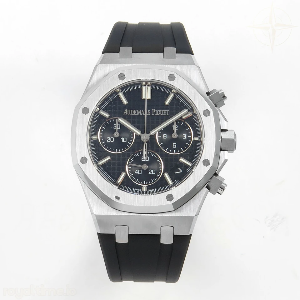 Audemars Piguet Royal Oak Chrono 26240 SS DDF Blue Dial on Black Rubber Strap DD4401 (SW Dial)