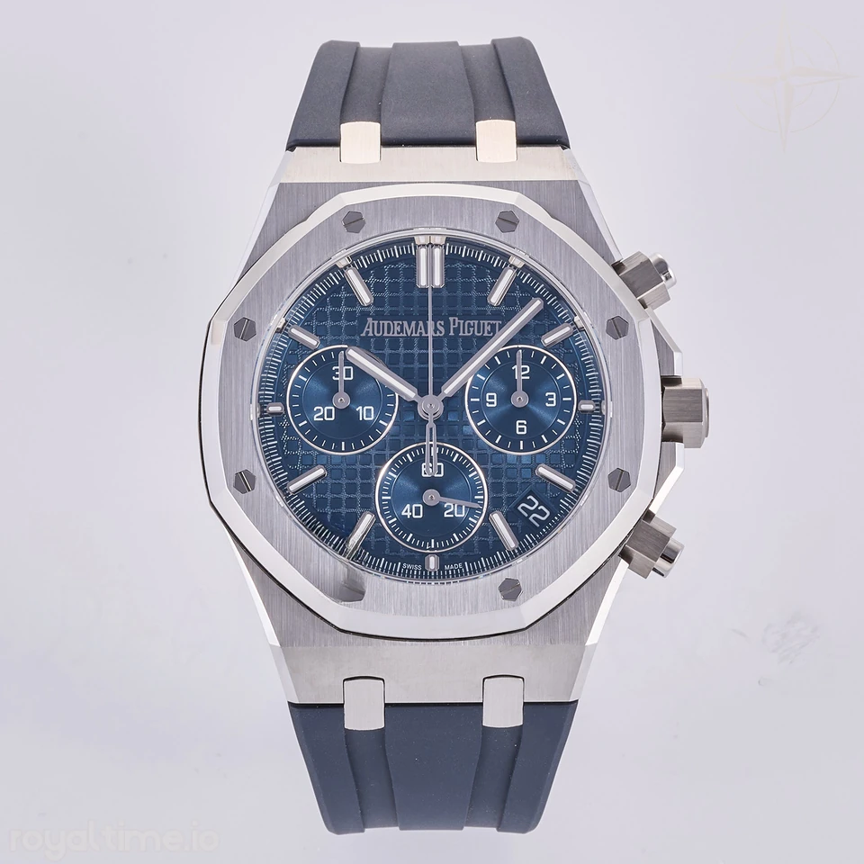 Audemars Piguet Royal Oak Chrono 26240 SS DDF Blue Dial on Blue Rubber Strap DD4401 (50th Anniversary)