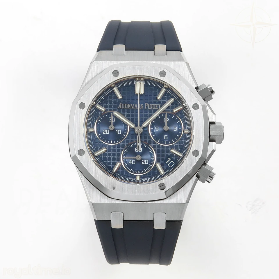 Audemars Piguet Royal Oak Chrono 26240 SS DDF Blue Dial on Blue Rubber Strap DD4401 (SW Dial)