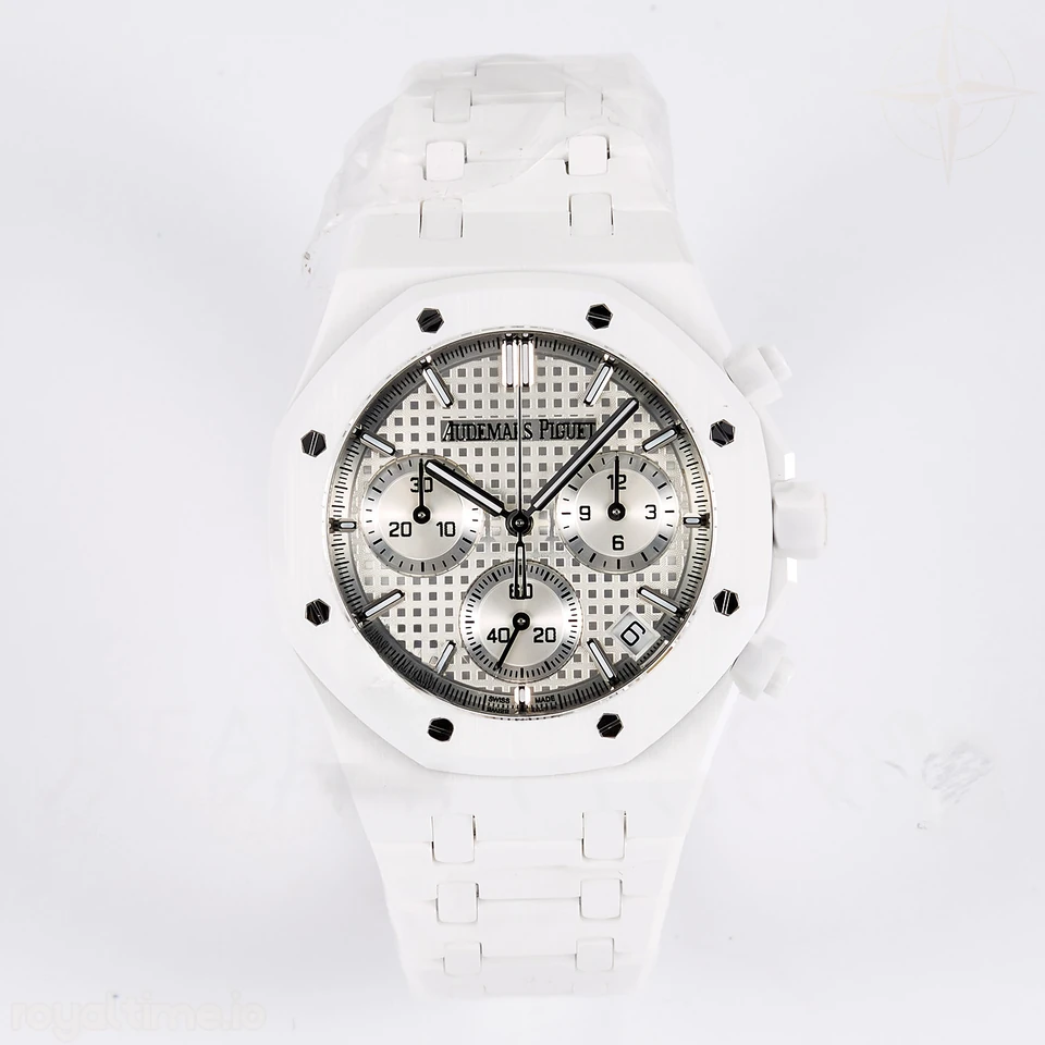 Audemars Piguet Royal Oak Chrono 26240 White Ceramic APSF Black Dial On White Ceramic Bracelet SA4401