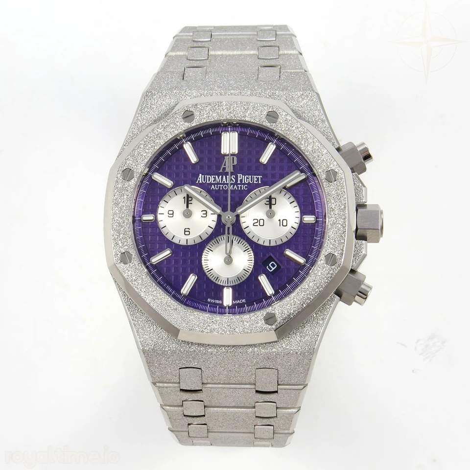 Audemars Piguet Royal Oak Chrono 26331 Frosted SS APSF Purple/White Dial on Bracelet A2385