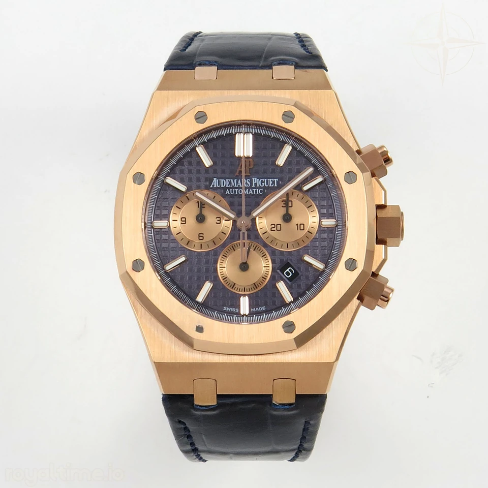 Audemars Piguet Royal Oak Chrono 26331 RG APWF Blue/RG Dial on Brown Leather Strap A2385