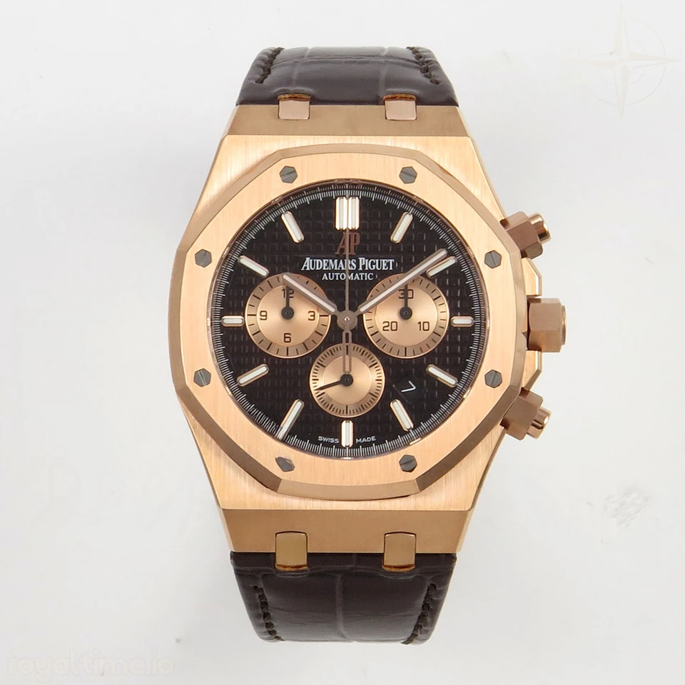Audemars Piguet Royal Oak Chrono 26331 RG APWF Brown/RG Dial on Brown Leather Strap A2385