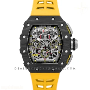 Richard Mille RM 011 Automatic Flyback Chronograph Carbon on Yellow Rubber Strap