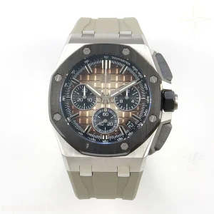 Audemars Piguet Royal Oak Offshore 26420 SS Ceramic Bezel APSF Smoked Dial on Gray Rubber Strap SA4401